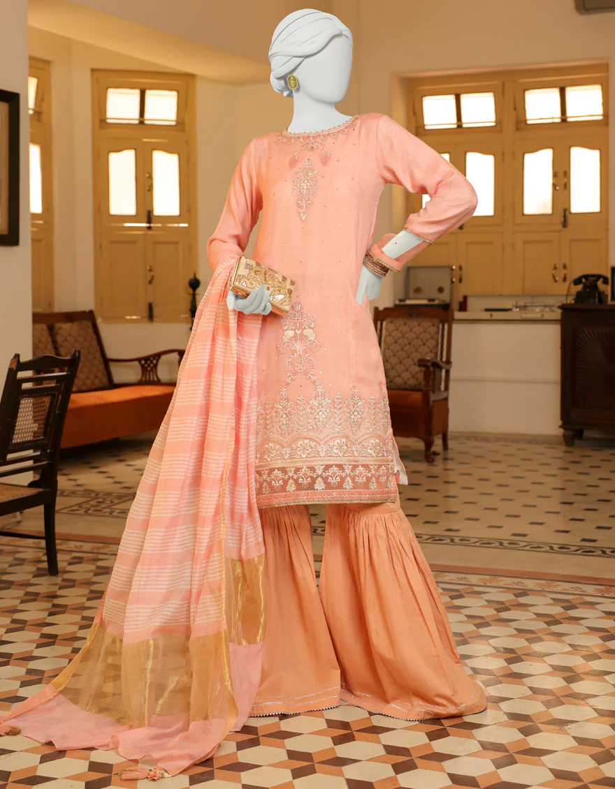 PEACH COTTON 3PC STITCHED | JJPW-S-JPWS-US-23-617 FB/JN-420