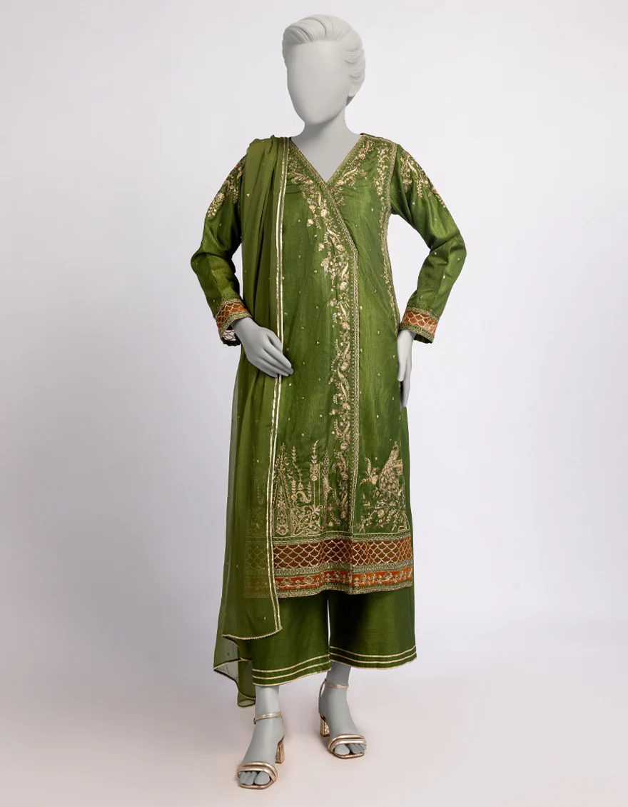 MEHANDI RAW SILK 3PC STITCHED | JJPW-W-JPS-25-3958 FB/INARA-5