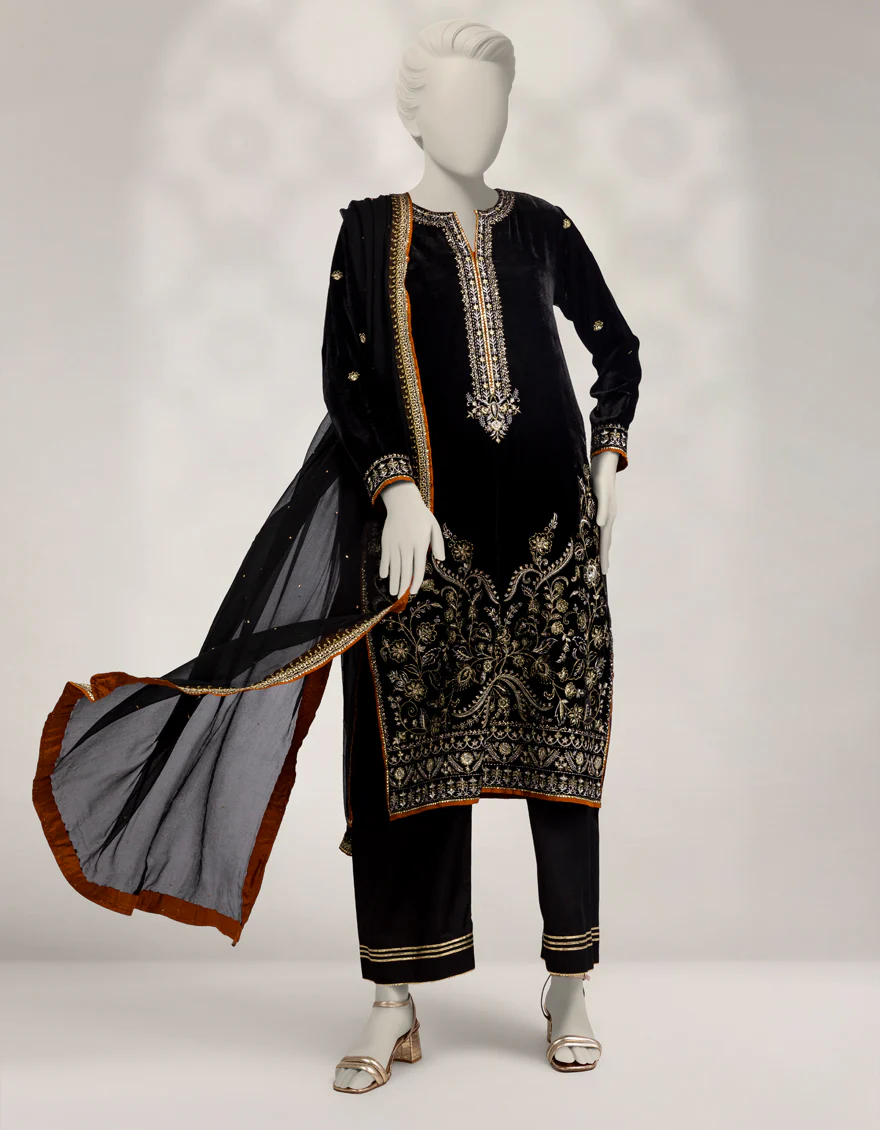 BLACK VELVET 3PC STITCHED | JJPW-W-JPS-25-3959 FB/INARA-06