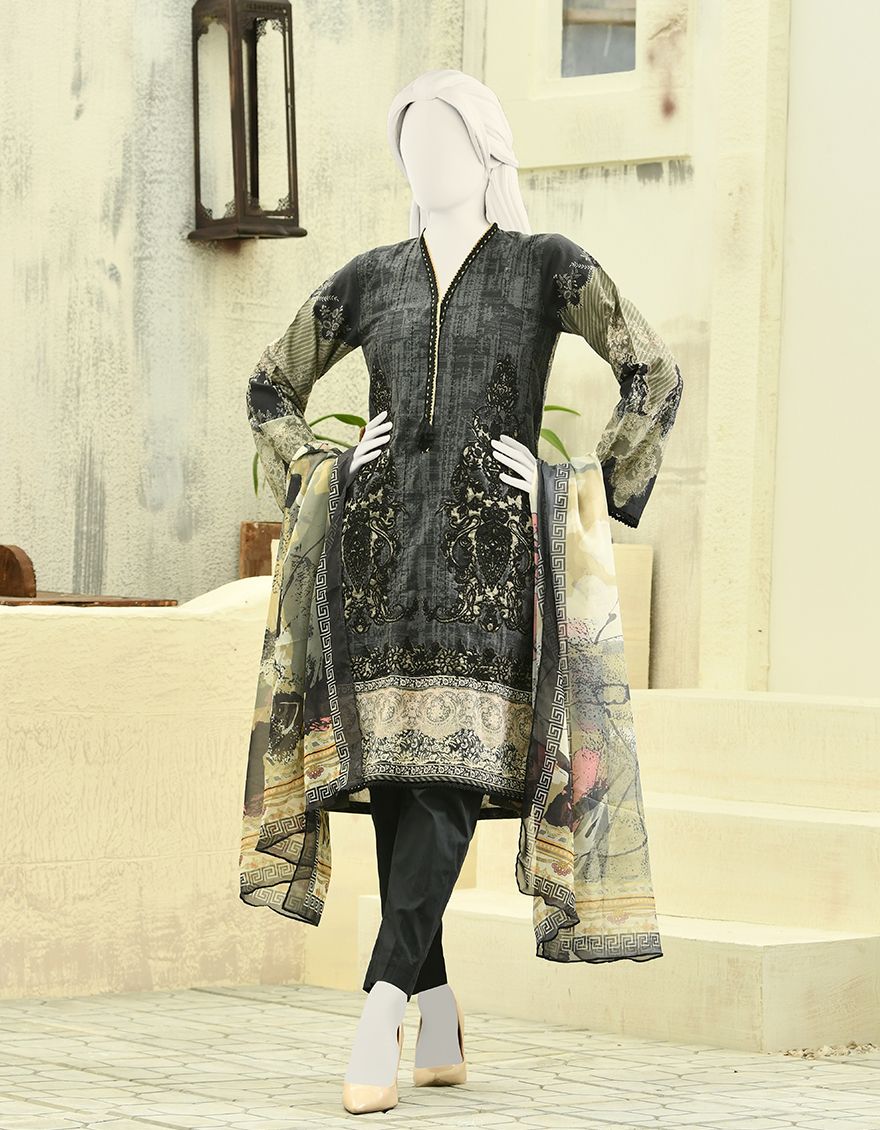 BLACK CAMBRIC 3PC STITCHED | JJPW-W-JPWS-US-21-282 FB/AUTUMN BLAZE
