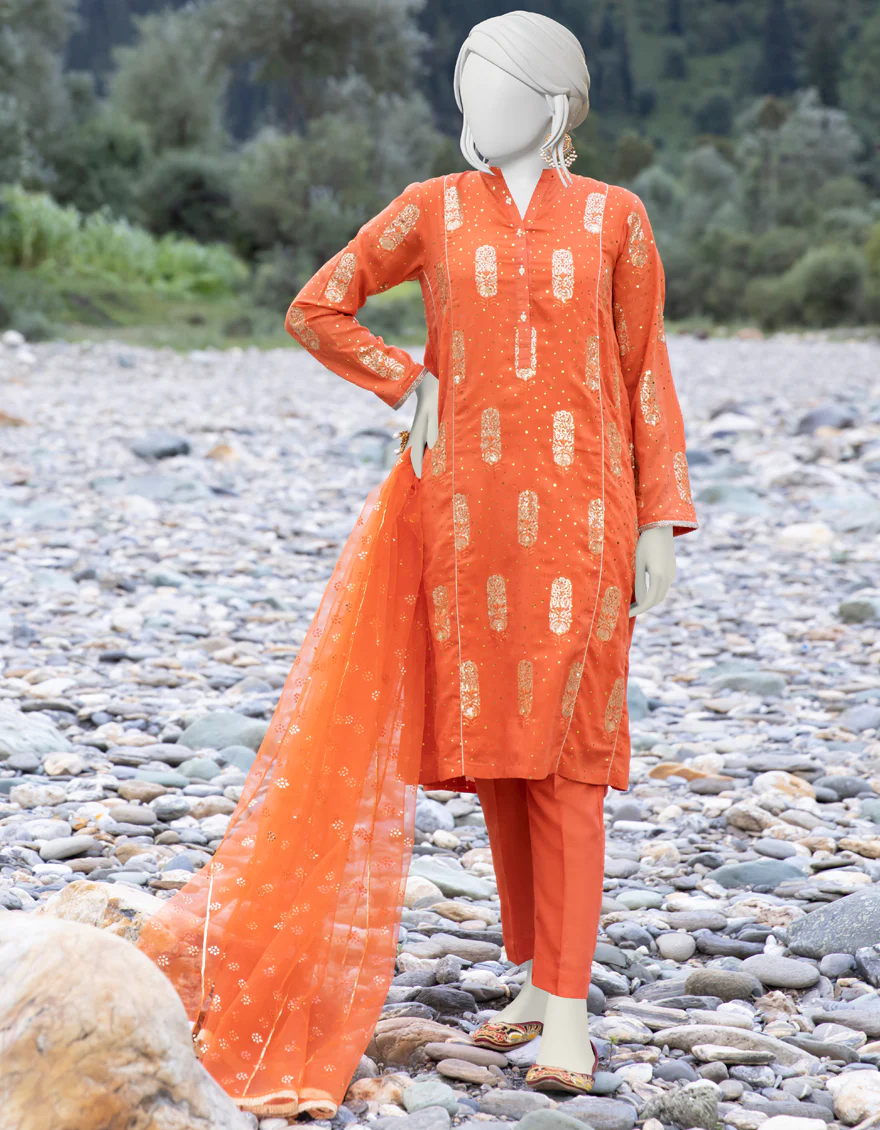 ORANGE VISCOSE 3PC STITCHED | JJPW-W-JPWS-US-22-461 FB/FF-462