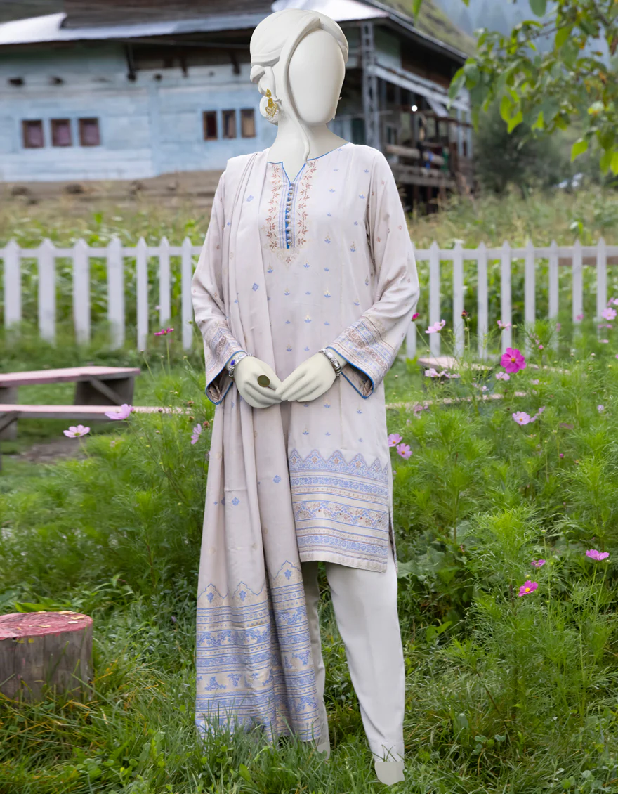FOAM BLUE KHADDAR 3PC STITCHED | JJPW-W-JPWS-US-22-477 FB/FOAM BLUE