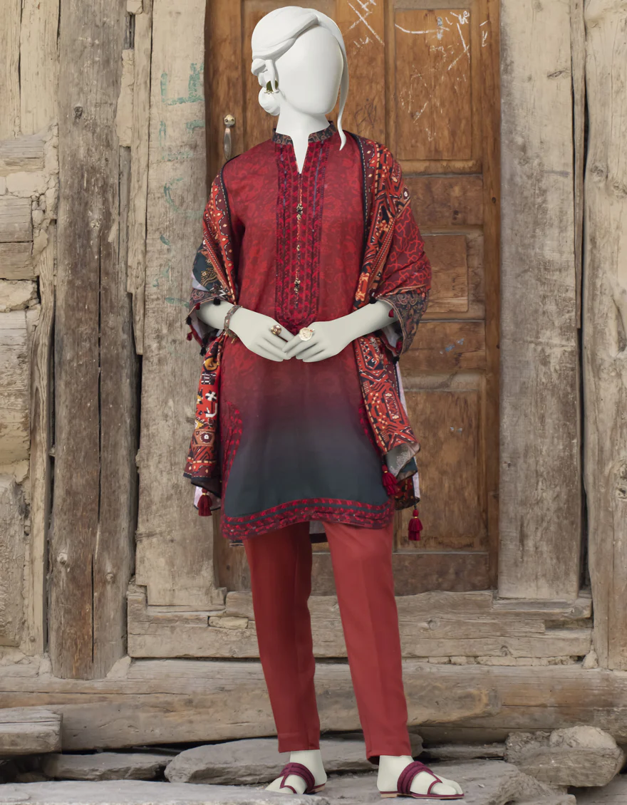 MAROON VISCOSE 3PC STITCHED | JJPW-W-JPWS-US-22-495 FB/MARVI