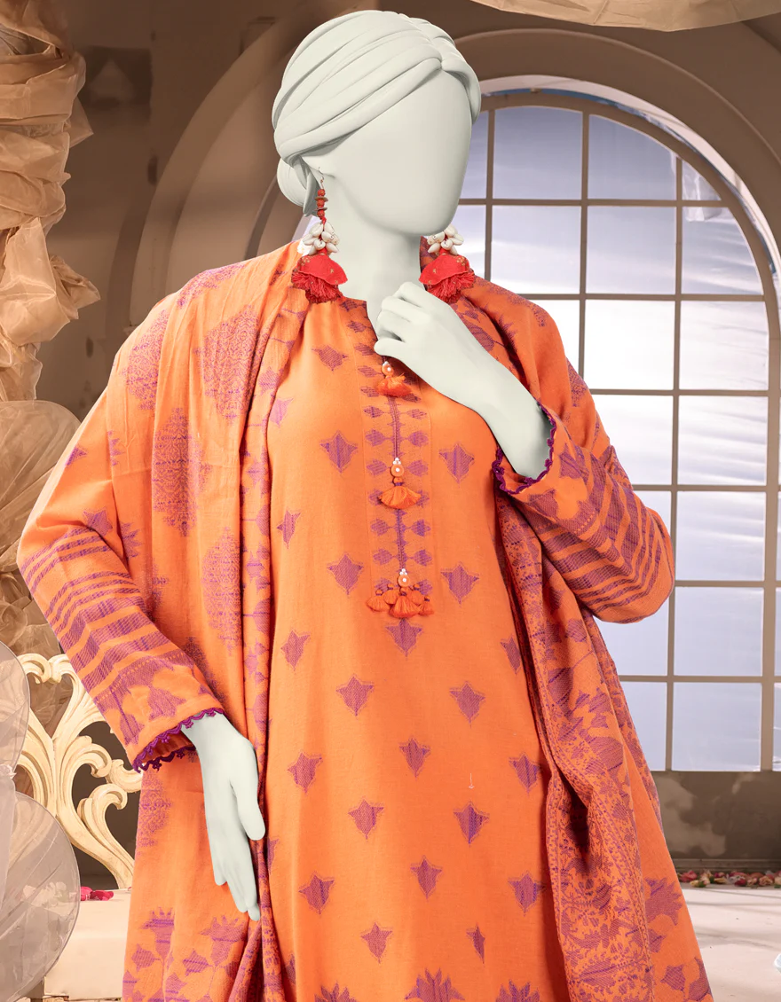 ORANGE JACQUARD 3PC STITCHED | JJPW-W-JW-24-1700 FB/FARAS-01 - Image 2