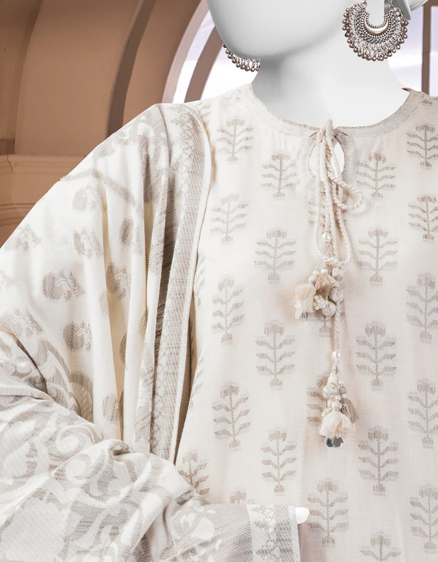WHITE JACQUARD 3PC STITCHED | JJPW-W-JW-24-1703 FB/FARAS-04 - Image 3