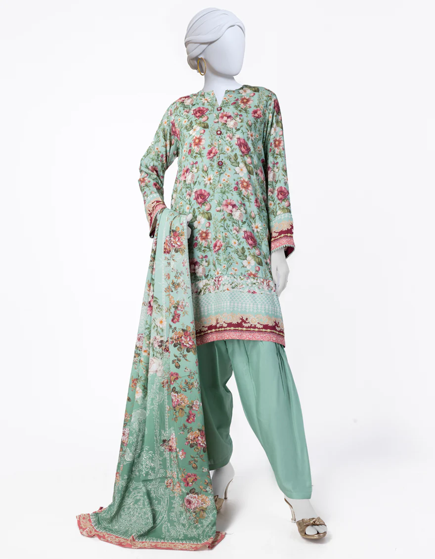 GREEN LINEN 3PC STITCHED | JJPW-W-JW-24-1753 FB/FLORAL FANTASY-02