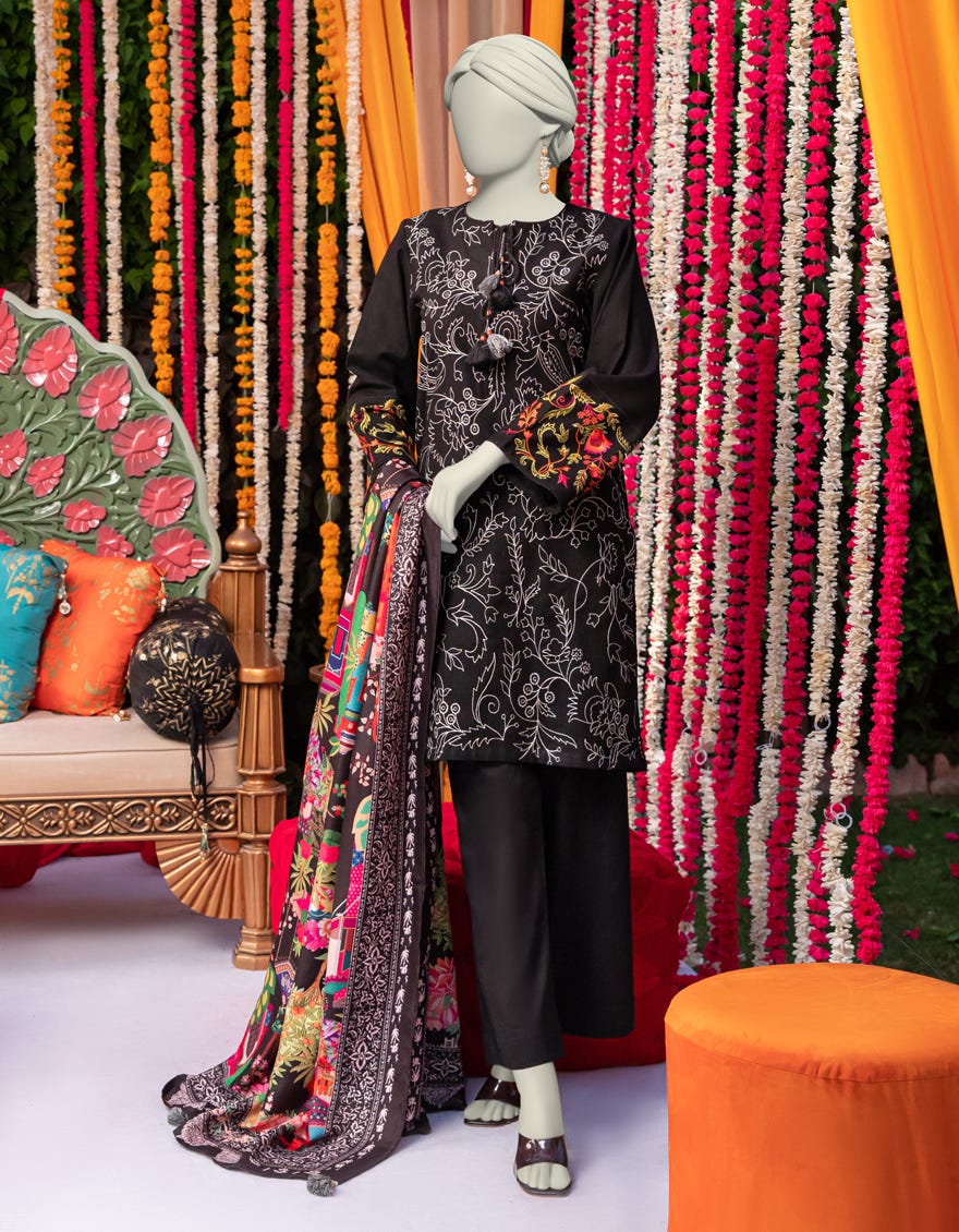 BLACK DYED 3PC STITCHED | JJPW-W-JW-24-1760 FB/SHIKARGA-01