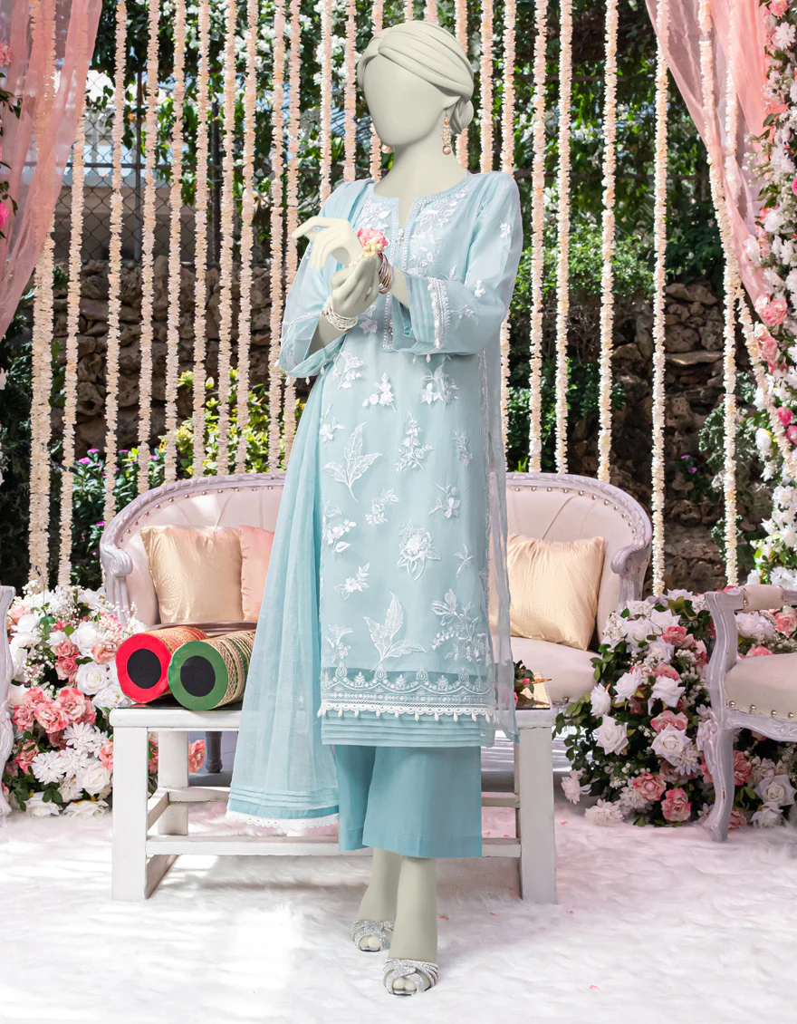 BLUE ORGANZA 3PC STITCHED | JJPW-W-JW-24-1795 FB/ORGANZA-04