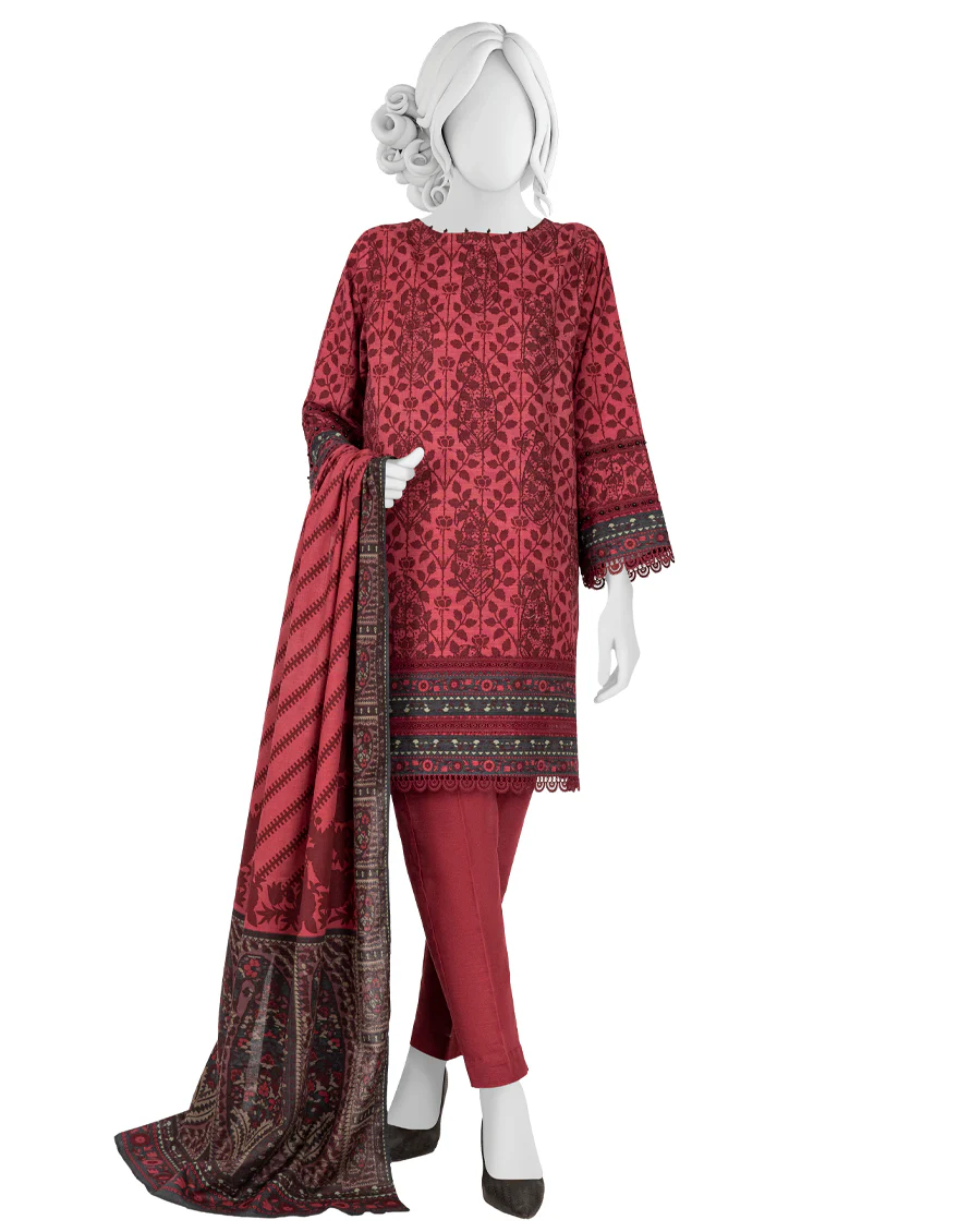 MAROON KHADDAR 3PC STITCHED | JJPW-W-JW-US-22-1721 FB/LIBROS