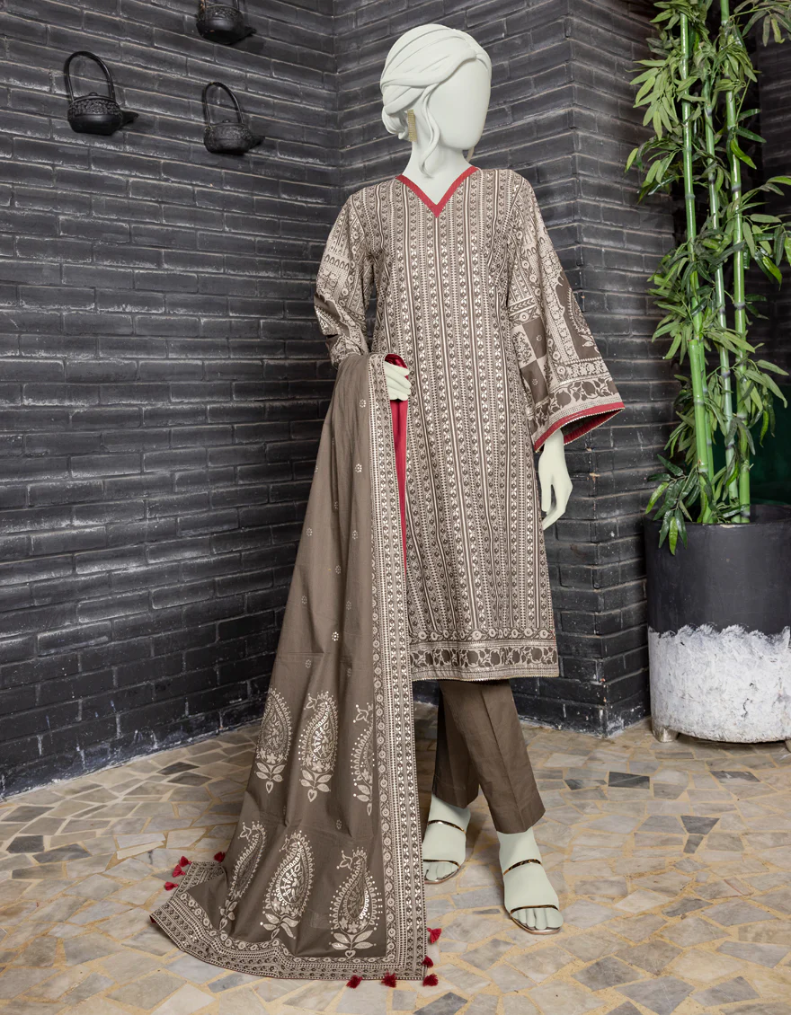 GOLD-GREEN CAMBRIC 3PC STITCHED | JJPW-W-JW-US-22-1767 FB/DARKTAN