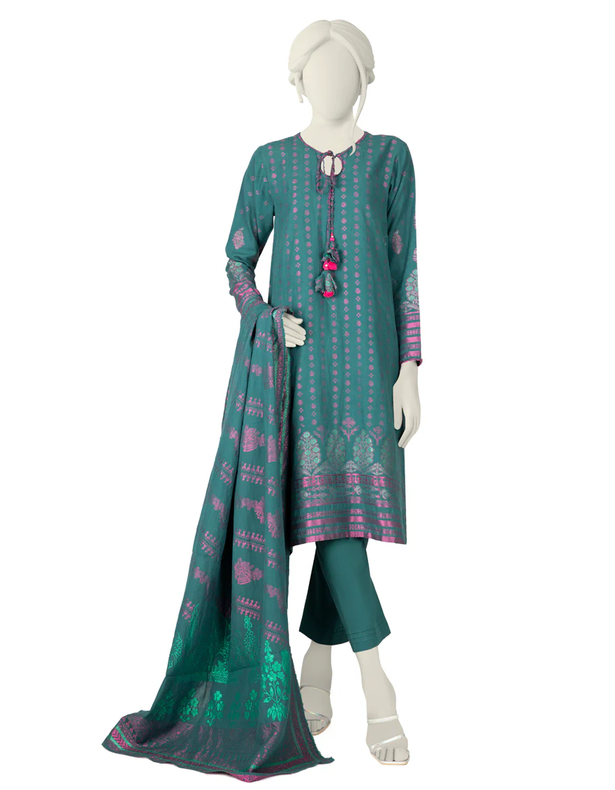 TEAL JACQUARD 3PC STITCHED | JJPW-W-JW-US-22-1773 FB/GHANDANA