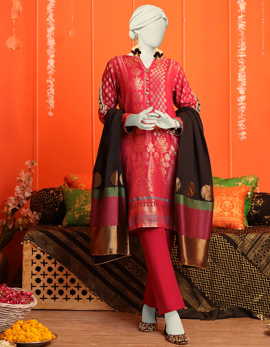 MAROON JACQUARD 3PC STITCHED | JJPW-W-JW-US-23-1720 FB/TRADITIONAL MOTIFS-1