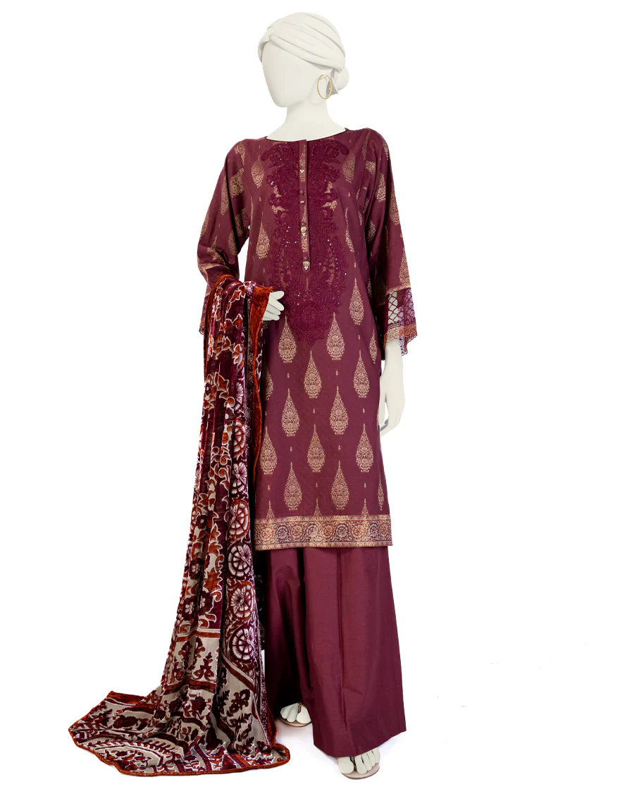 MAROON JACQUARD 3PC STITCHED | JJPW-W-JW-US-23-1751 FB/MIRAGE-03