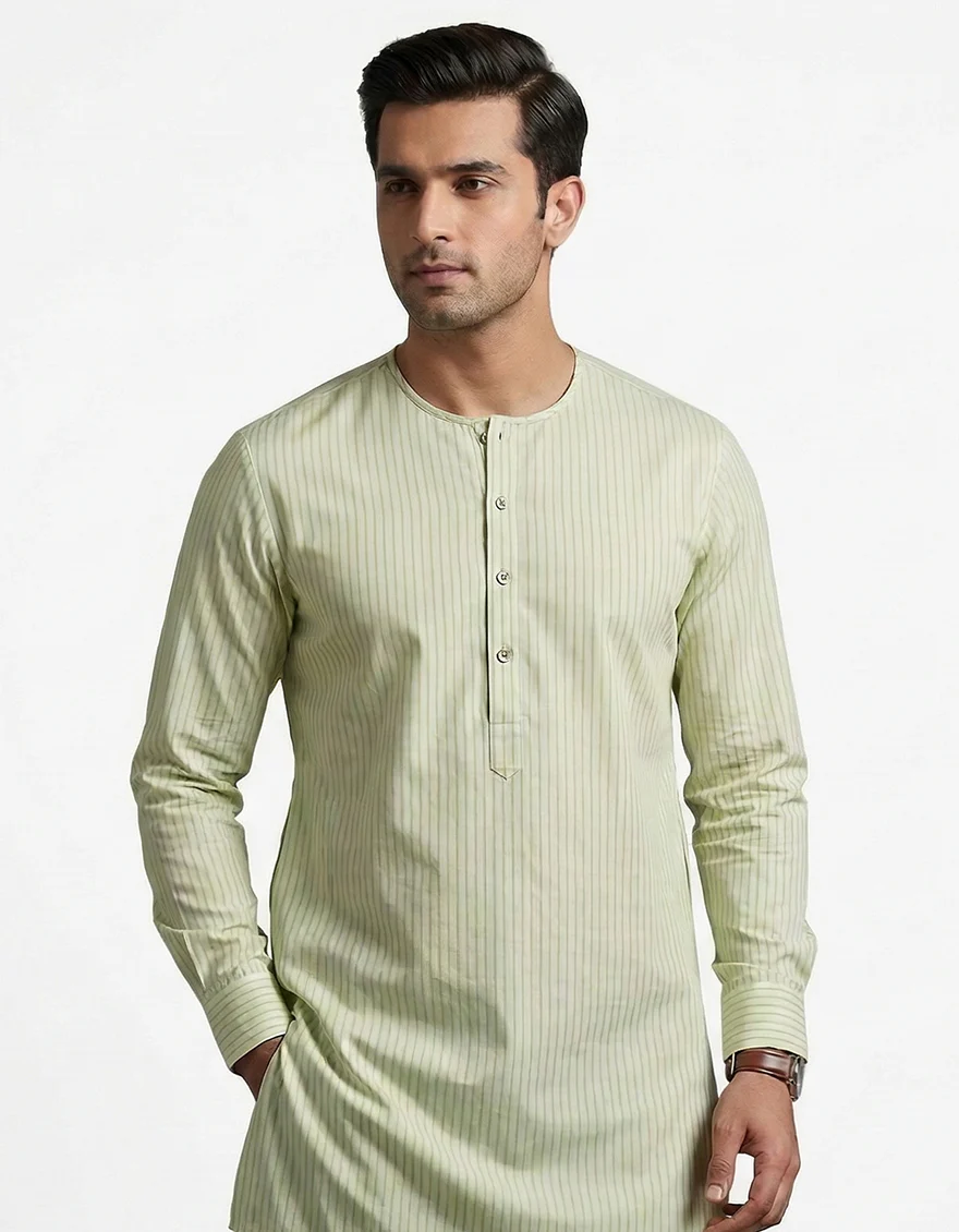 YELLOW BLENDED THIGH LENGTH KURTA | JJSHK-A-47411/S25/JJ9982-PN