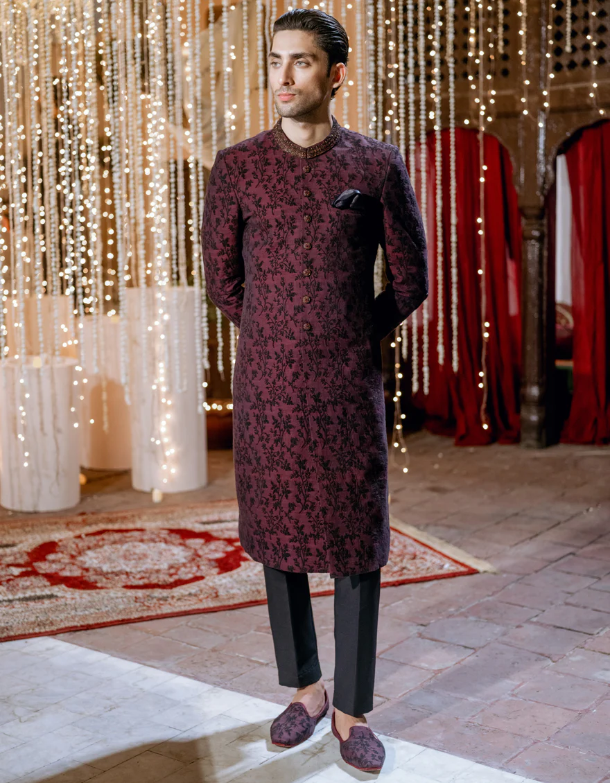 RED BUNNAT SHERWANI | JJSW-578/S24/JMR-3190-FL