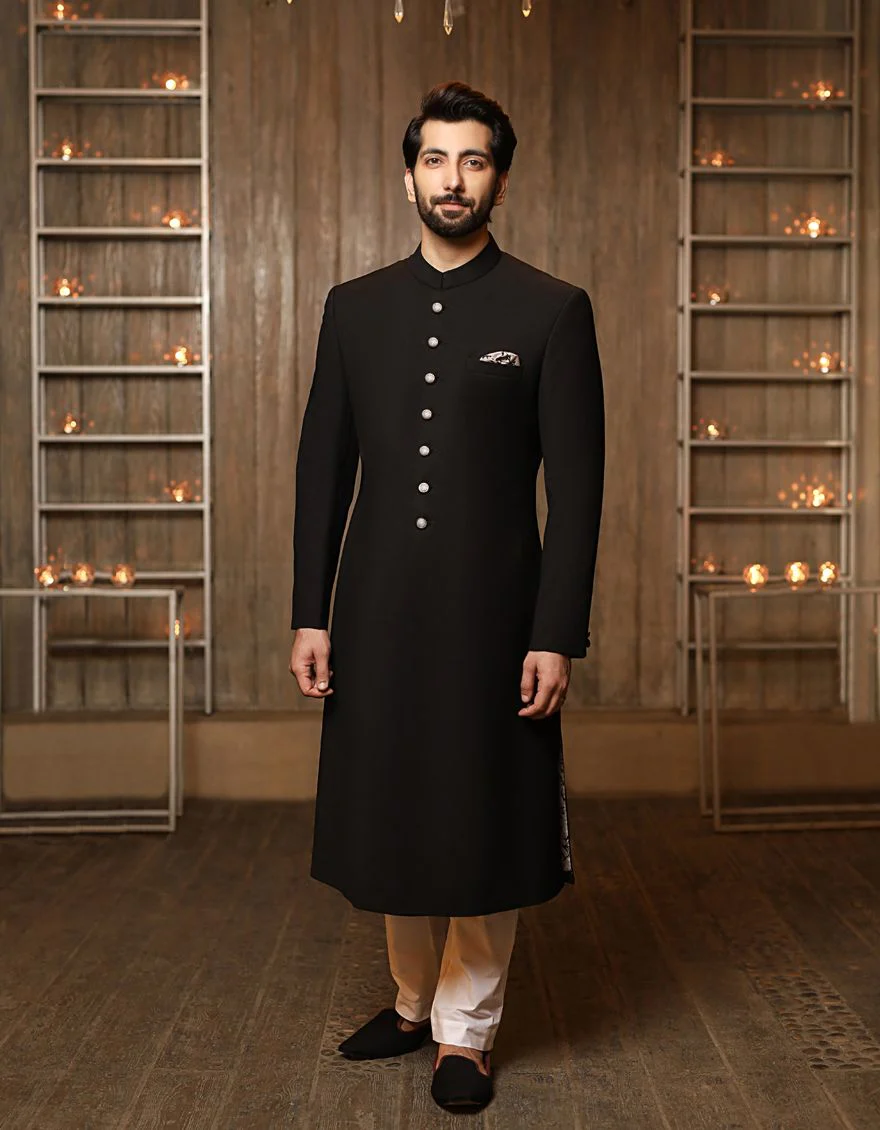 BLACK SHERWANI | JJSW-US-503/S20/JJ6407