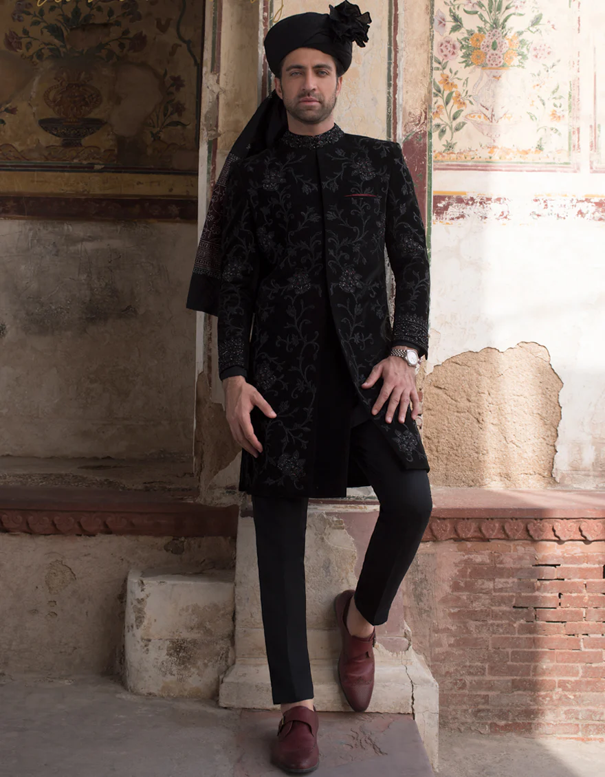 BLACK SHERWANI | JJSW-US-521/S21/JJ7399-FL