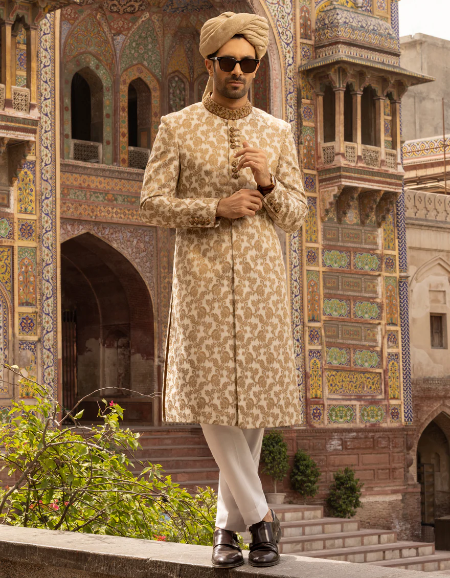 BROWNISH FONE BLENDED SHERWANI | JJSW-US-555/S23/JJ8992-FL