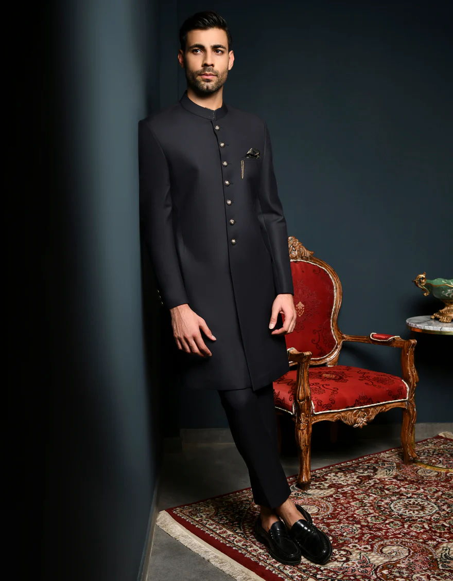 CHARCOAL SUITING SHERWANI | JJSWP-US-556/S23/JJ8976-PN