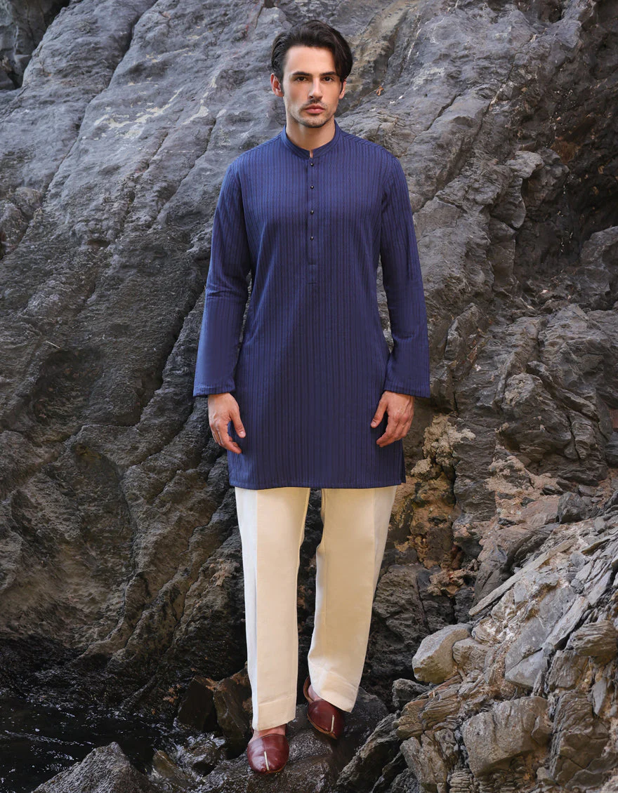 BLUE COTTON THIGH LENGTH KURTA | JJTHLK-S-47351/S25/JMR3387-PN