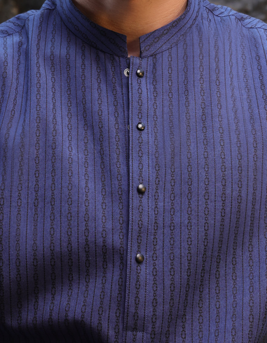 BLUE COTTON THIGH LENGTH KURTA | JJTHLK-S-47351/S25/JMR3387-PN - Image 2