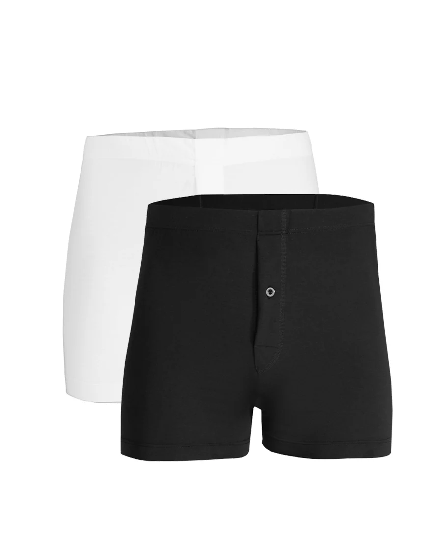 BLACK & WHITE COTTON BOXER | JJUW-US-2CBOXER - BLACK & WHITE