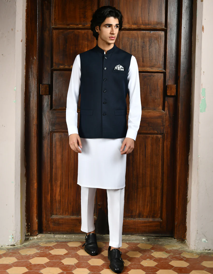 BLUE SUITING WAISTCOAT | JJVC-A-27381-R12-A