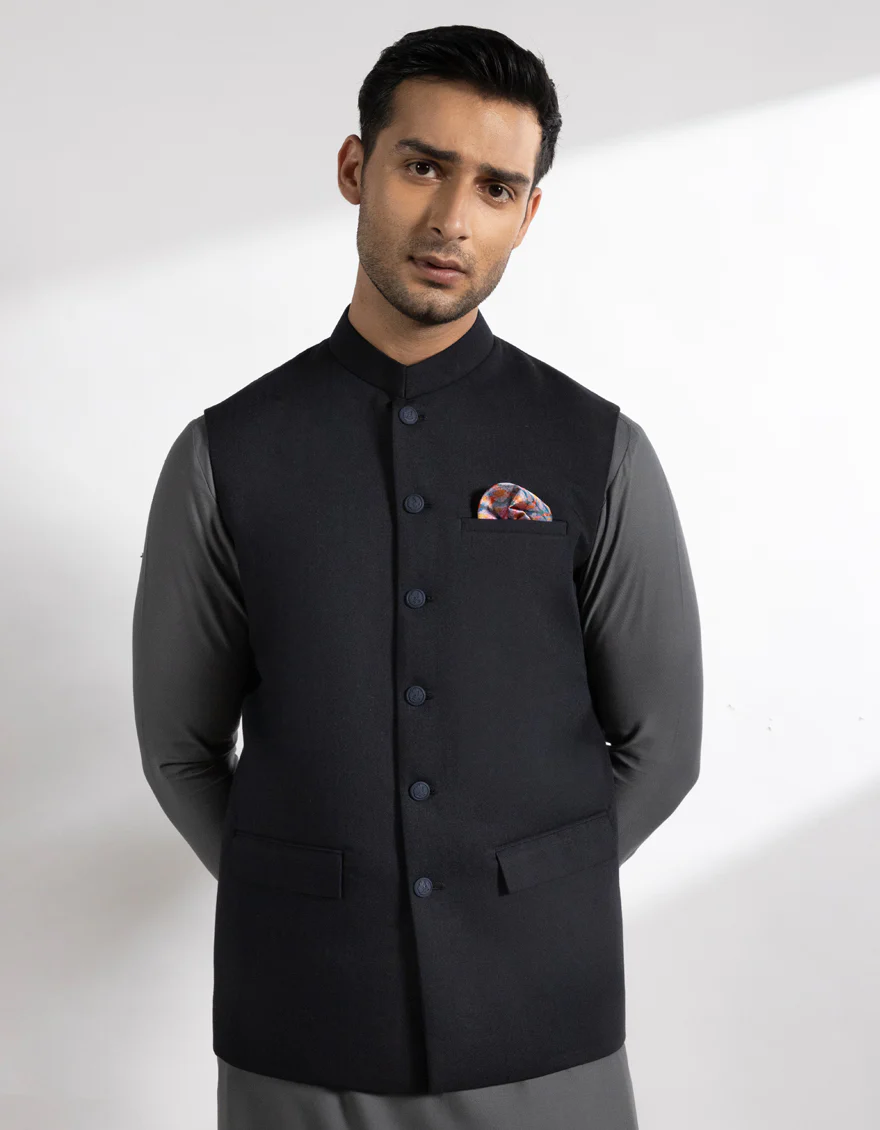 NAVY BLUE SUITING WAISTCOAT | JJVC-A-27381-R13-AP/S25/JJ9546-PN