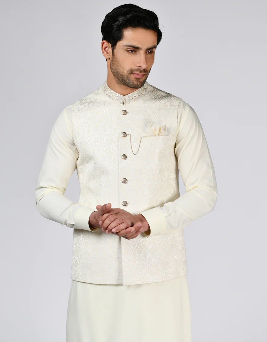 OFF WHITE BLENDED WAISTCOAT | JJVC-A-27490/S23/JJ9063-FL