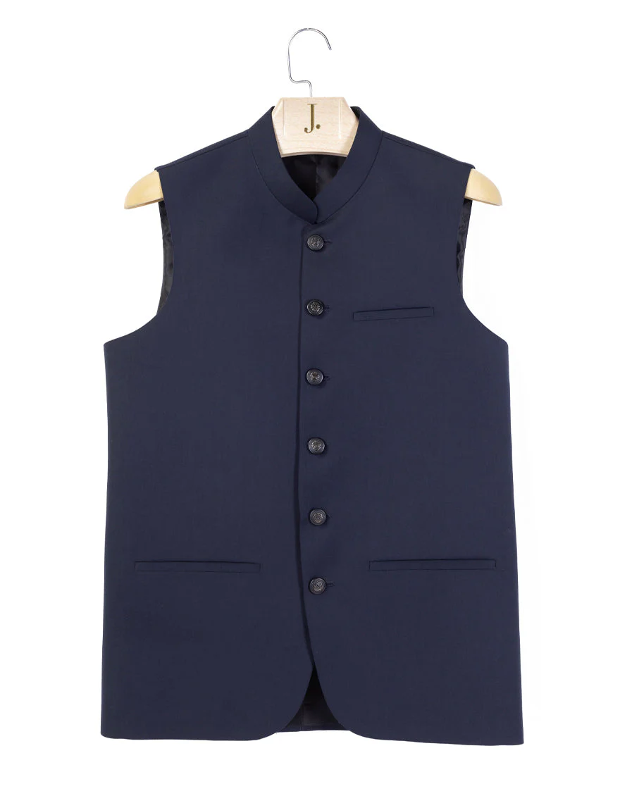 NAVY BLUE PLAIN WAISTCOAT | JJVC-A-33163/S24/JJ9895-PN