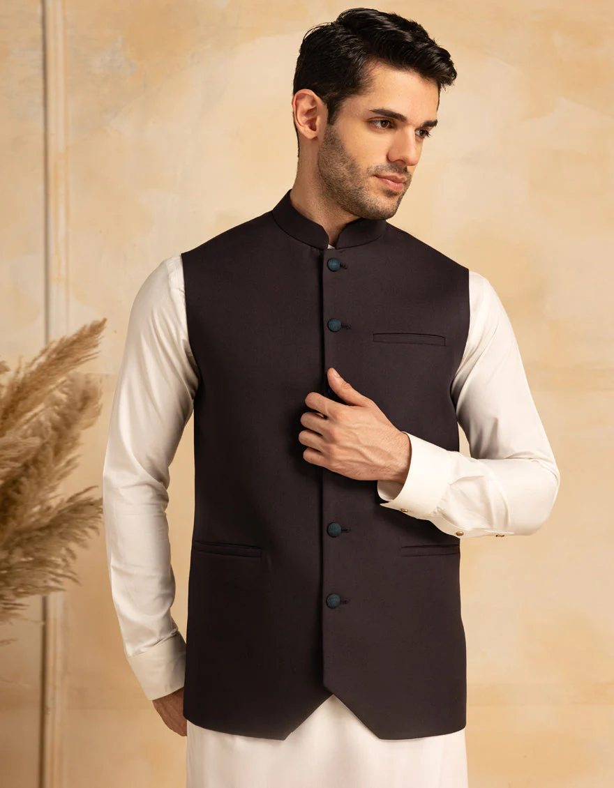 DARK BROWN SUITING WAISTCOAT | JJVC-A-33228/S25/JJ10129-PN