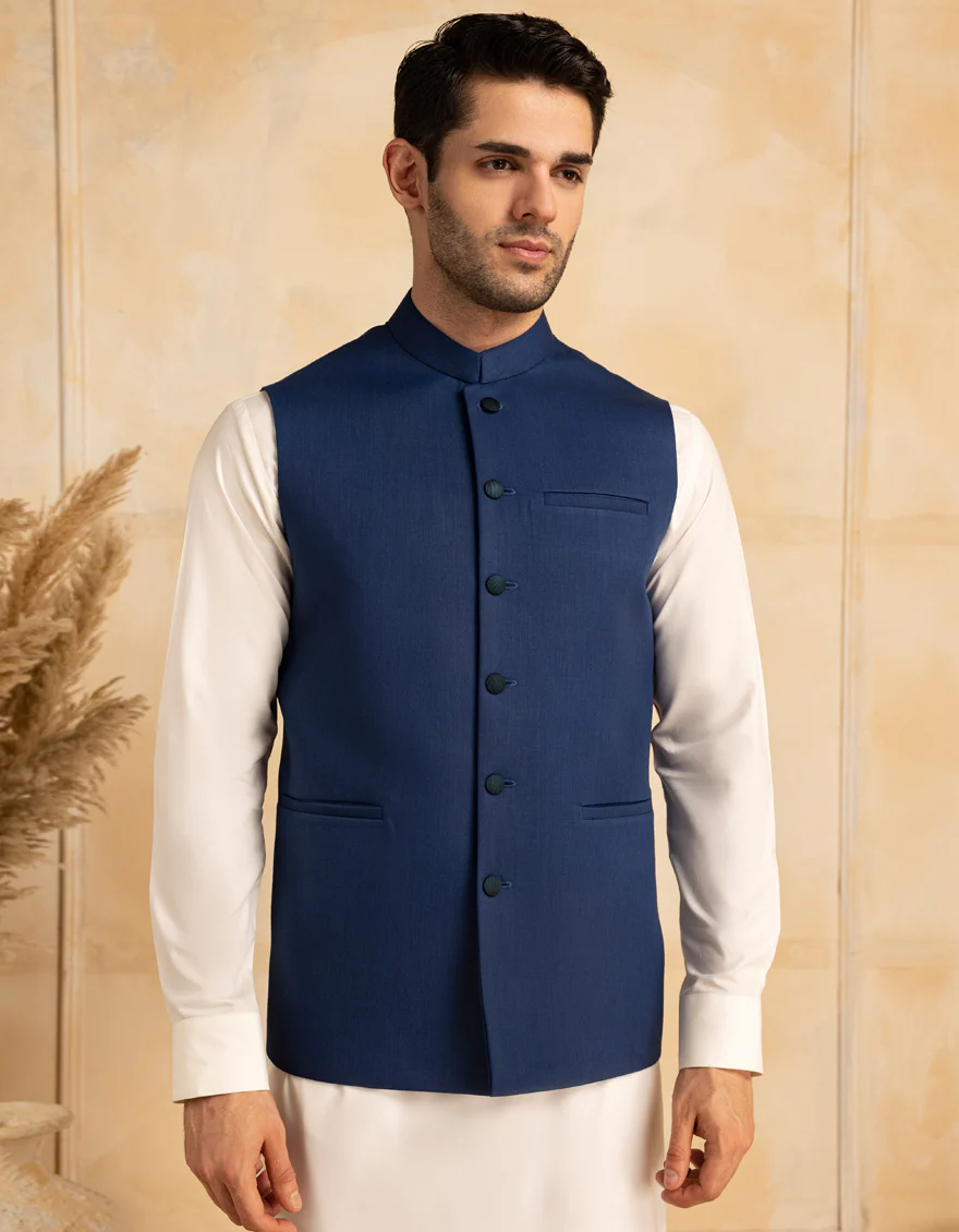 BLUE SUITING WAISTCOAT | JJVC-A-33229/S25/JJ10129-PN