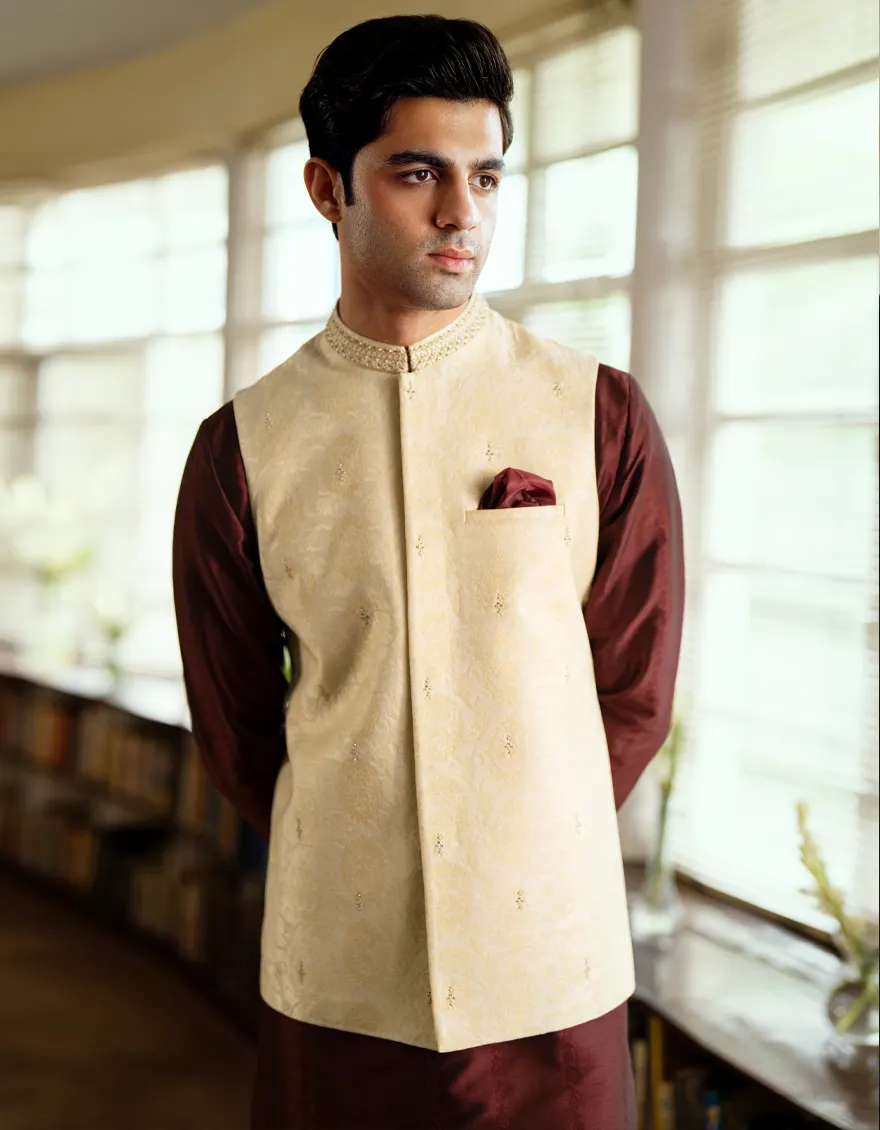 CREAM BLENDED WAISTCOAT | JJVC-A-34881/S24/JJ9381-FL