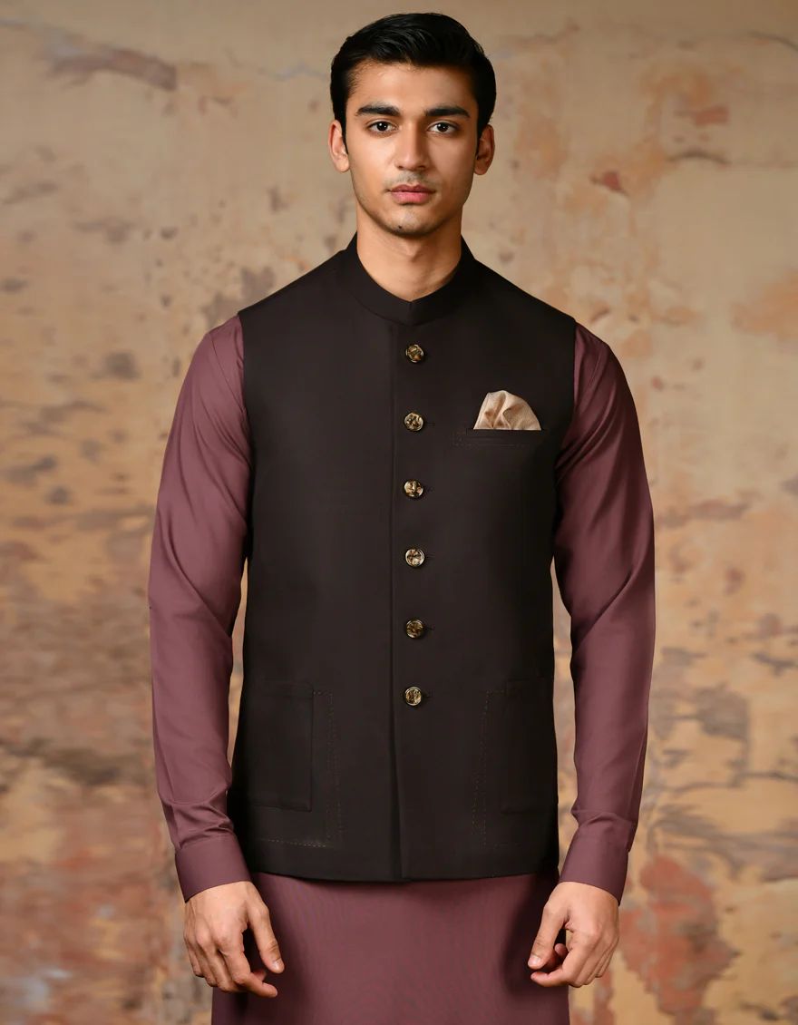 BROWN BLENDED WAISTCOAT | JJVC-A-48068/S24/JJ9