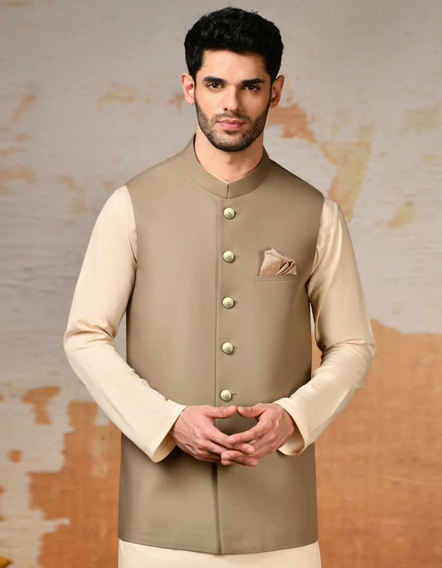 BROWN BLENDED WAISTCOAT | JJVC-A-48116/S24/JJ9407-PN