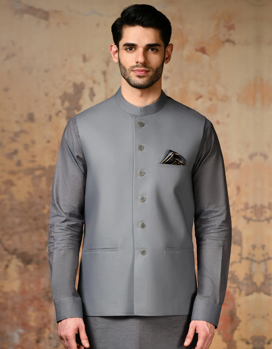 GREY BLENDED WAISTCOAT | JJVC-A-48117/S24/JJ9407-PN