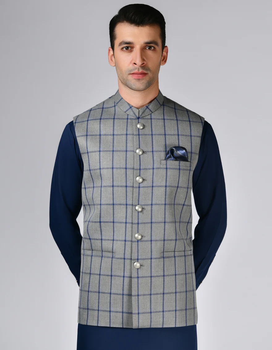 GREY SUITING WAISTCOAT | JJVC-A-48139/S24/JJ7511-PN