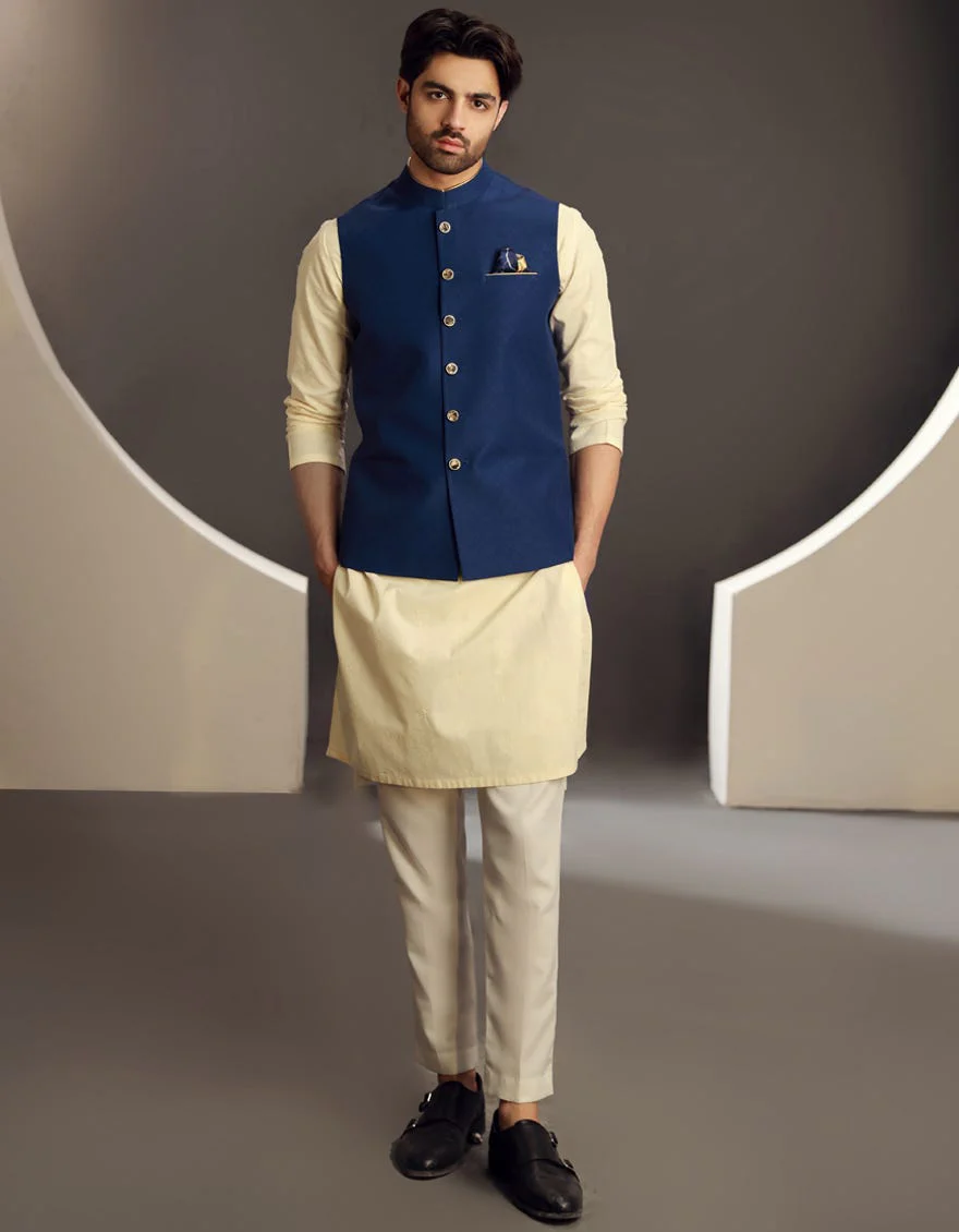 BLUE BLENDED WAISTCOAT | JJVC-A-48184/S24/JJ9539-PN