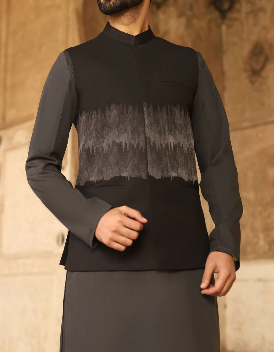BLACK WAISTCOAT | JJVC-US-27326/S19/JJ6408