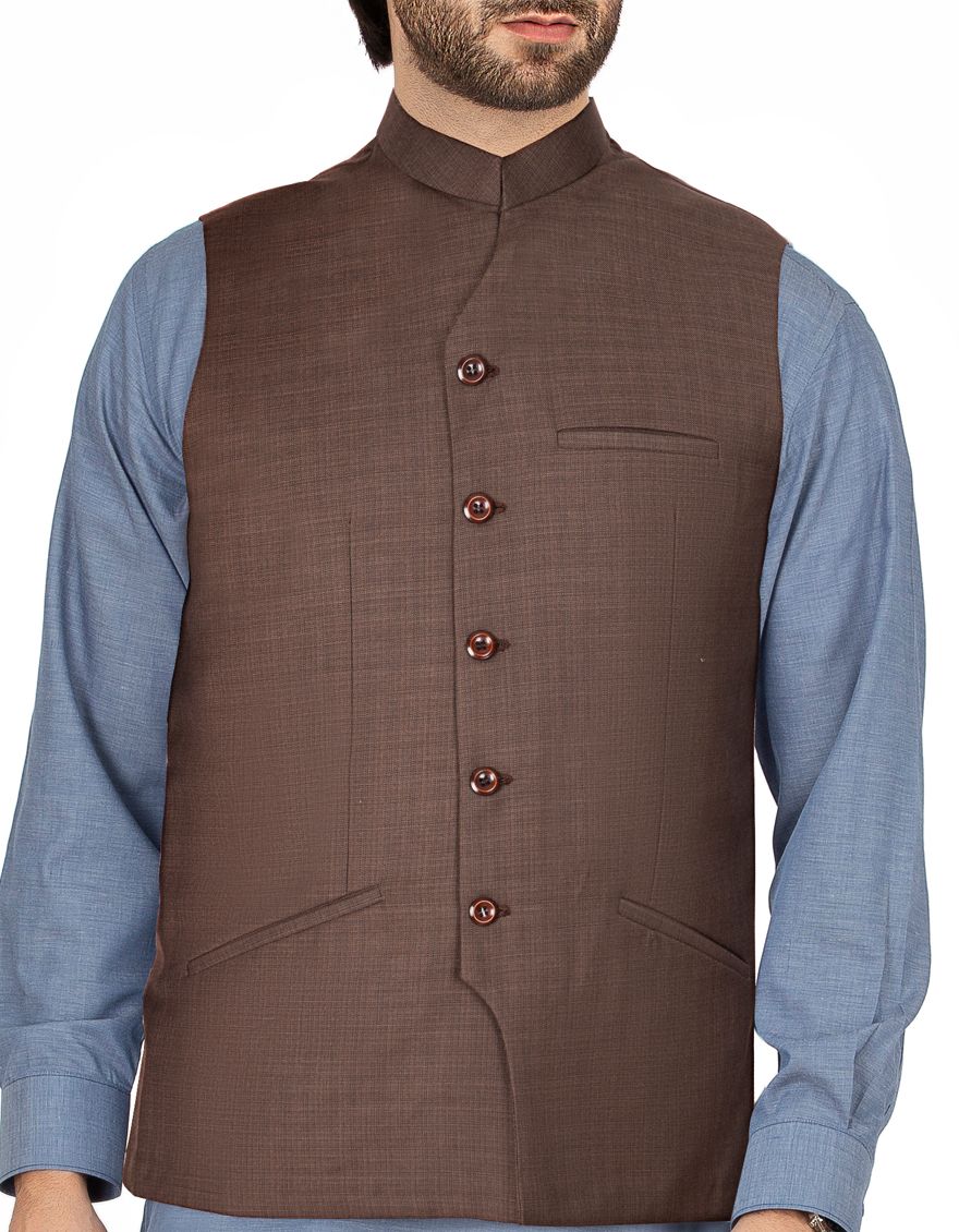 DARK BROWN WAISTCOAT | JJVC-US-27358/S20/JJ6739