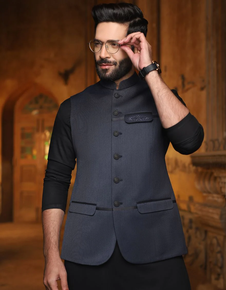 STONE BLUE WAISTCOAT | JJVC-US-27373/S21/JJ6465