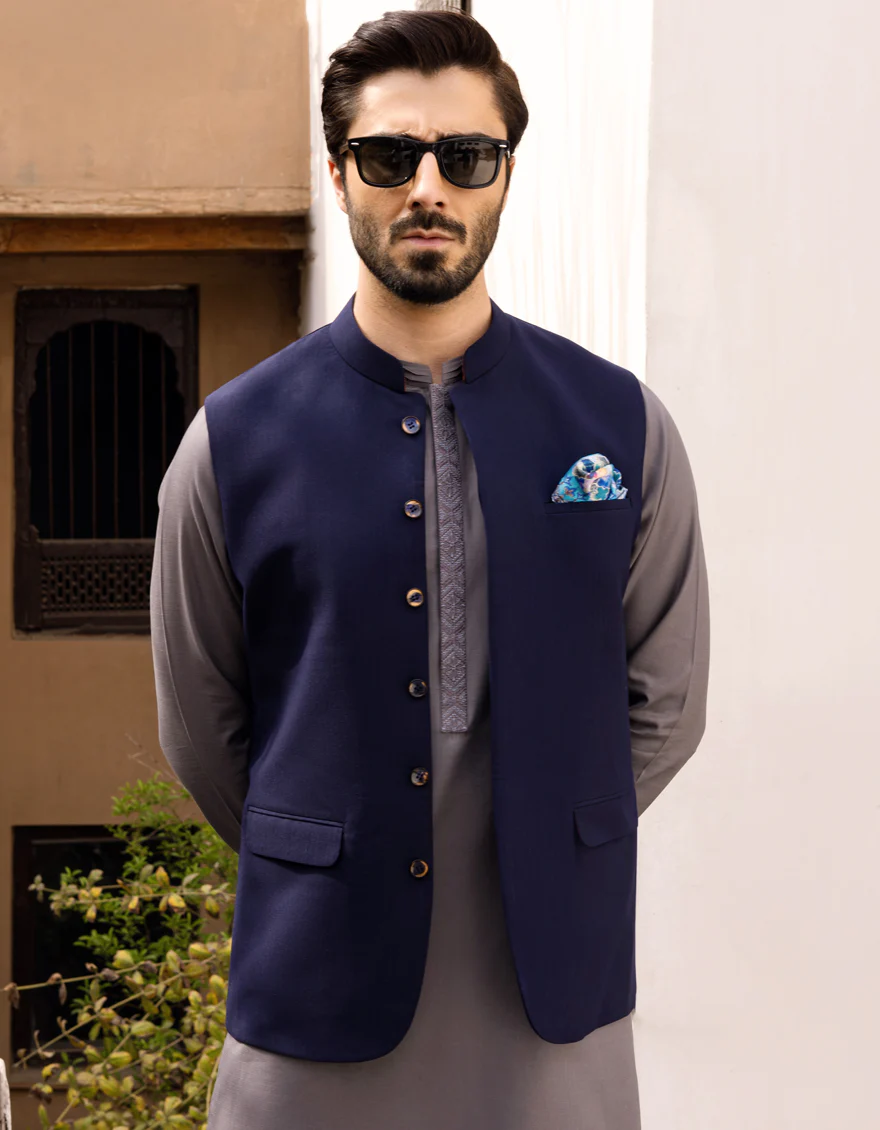 NAVY BLUE SUITING WAISTCOAT | JJVC-US-27437/S22/JJ7450-PN