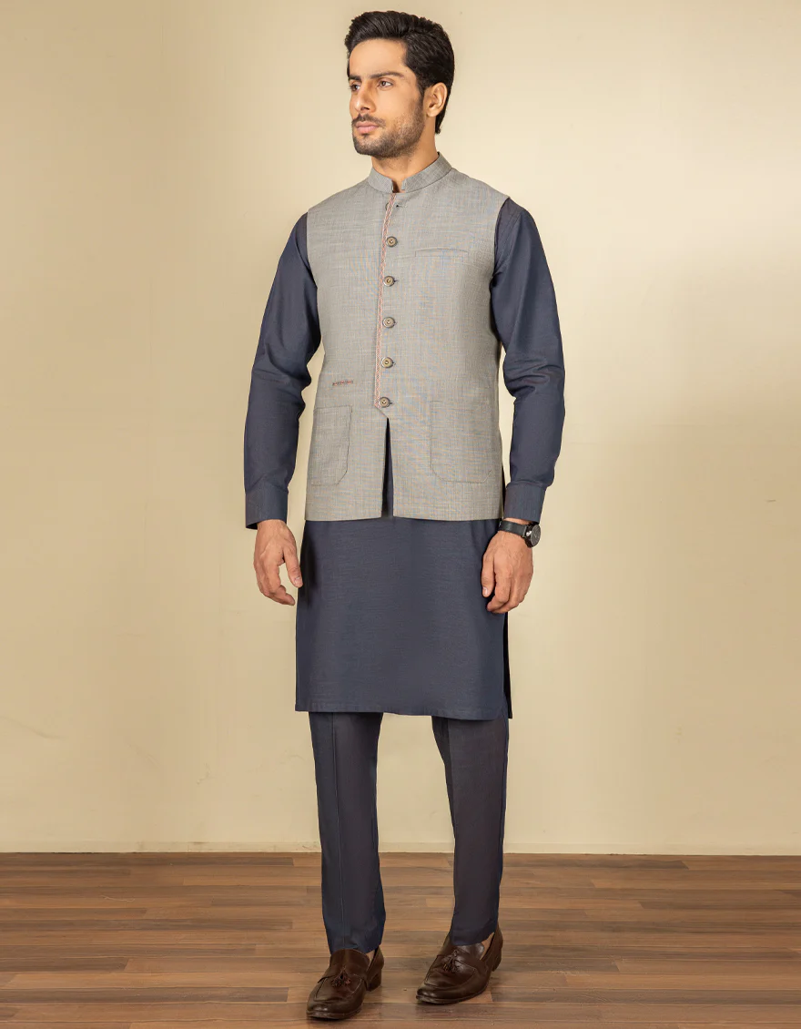 GREY SUITING WAISTCOAT | JJVC-US-27438/S22/JJ7379-PN