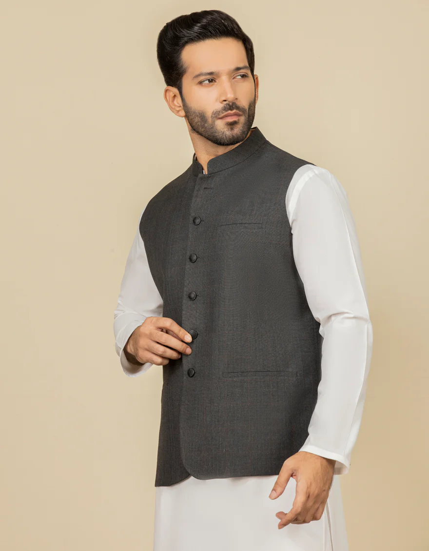 DARK GREY BLENDED WAISTCOAT | JJVC-US-27455/S22/JJ7426-PN