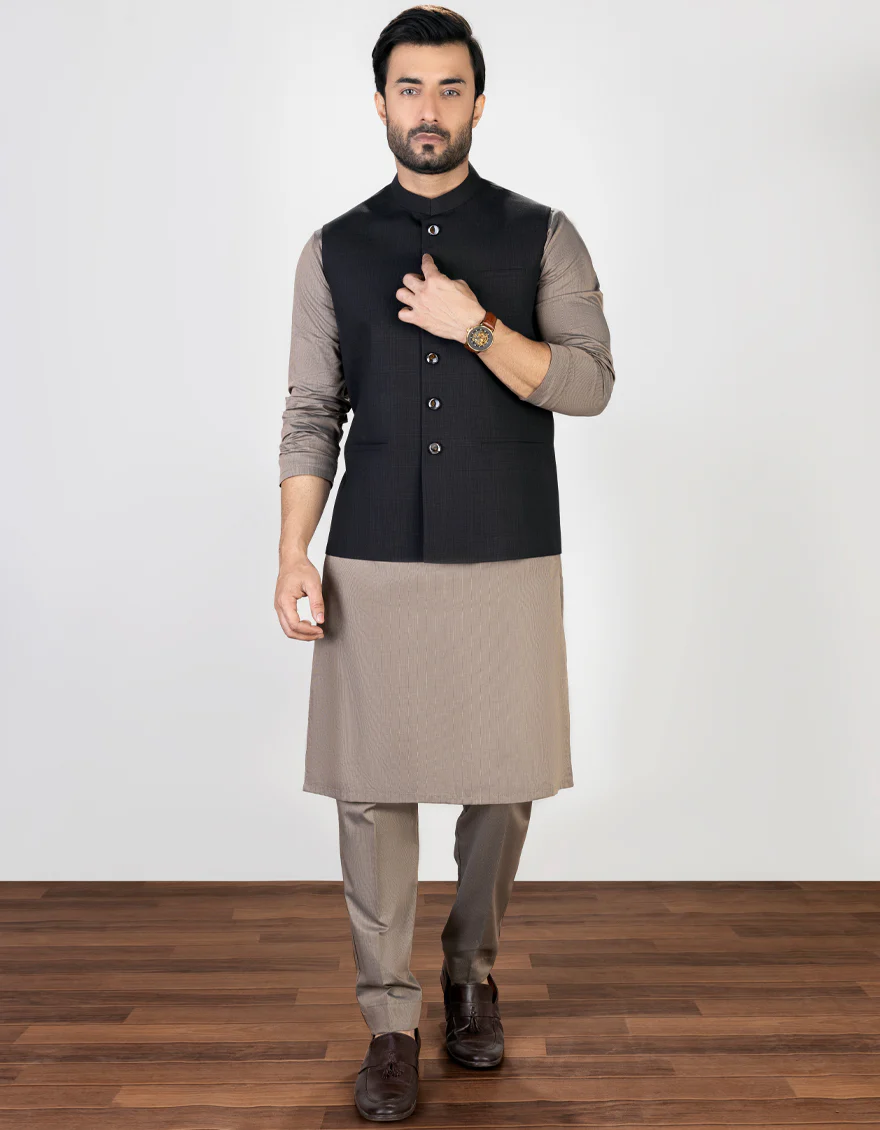 DARK BROWN SUITING WAISTCOAT | JJVC-US-36990/S23/JJ8740-PN