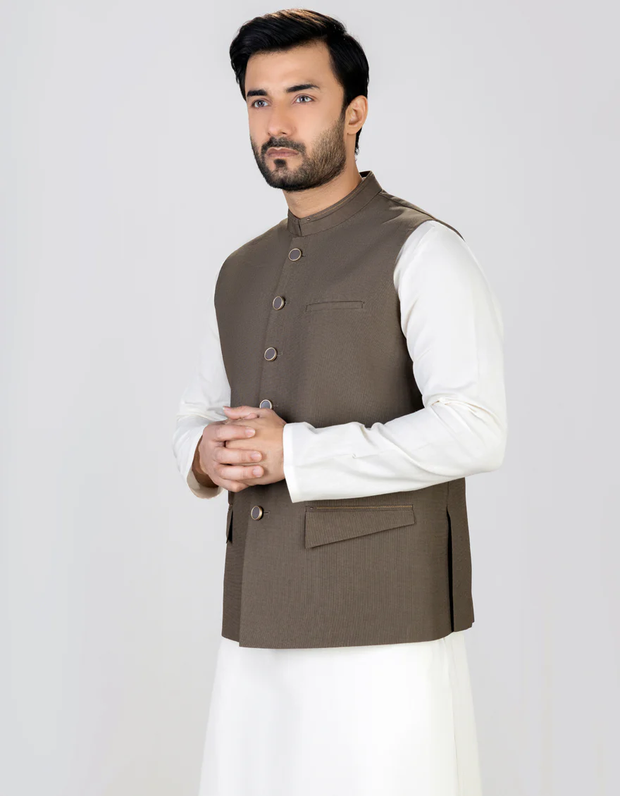 OLIVE SUITING WAISTCOAT | JJVC-US-45013/S23/JJ8738-CL