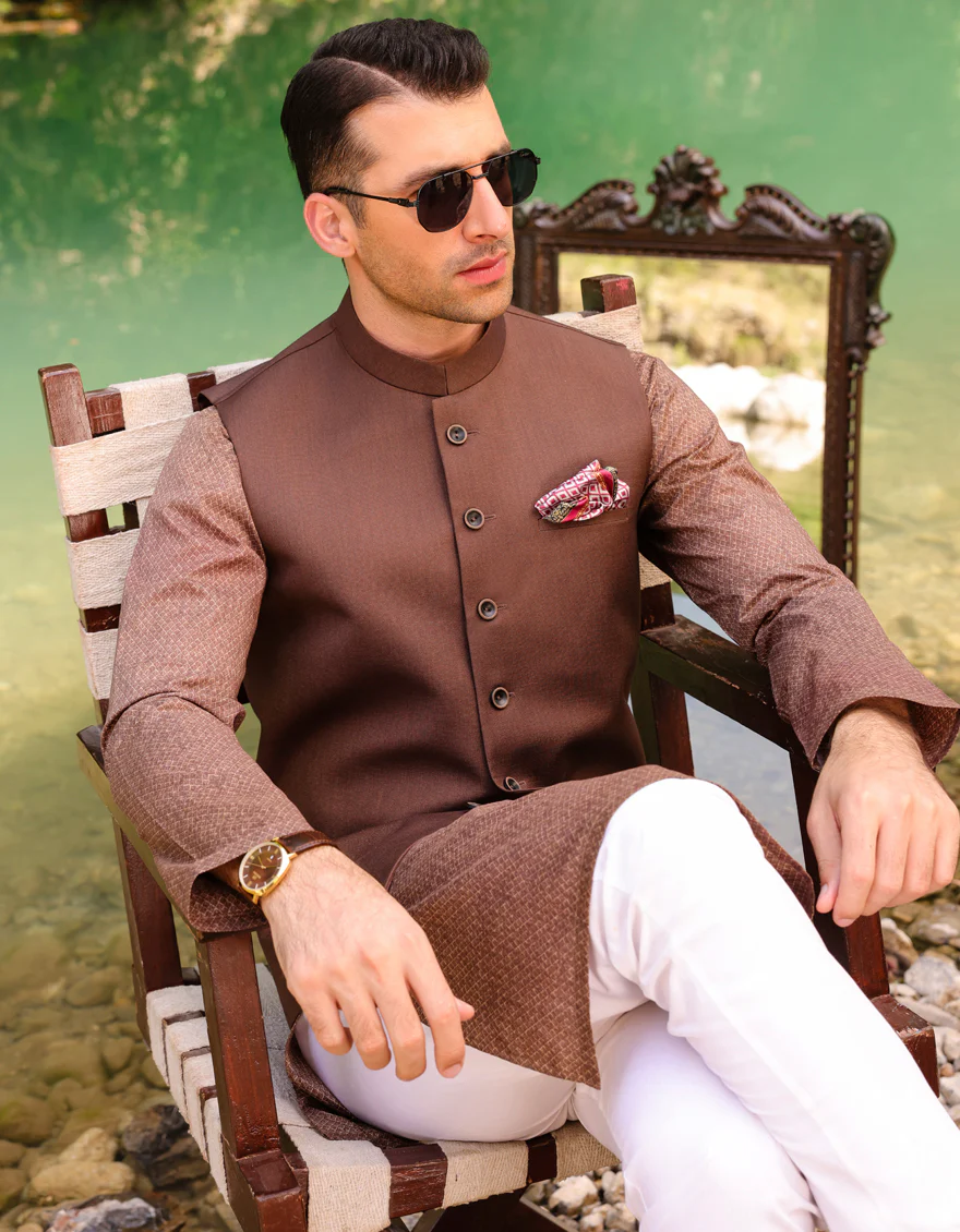 BROWN SUITING WAISTCOAT | JJVC-US-48012/S23/JJ8739-PN