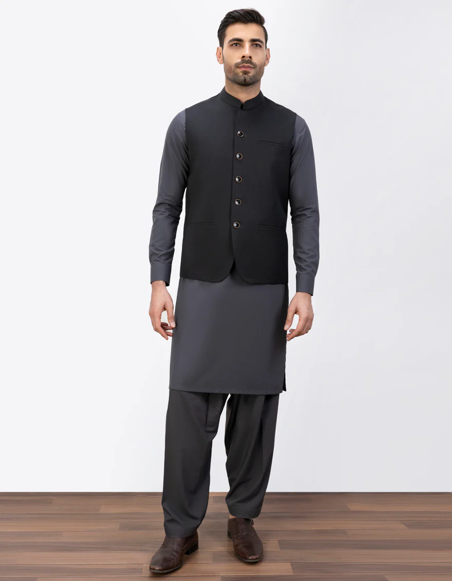 BLACK WAISTCOAT | JJVC-US-48014/S23/JJ8736-PN