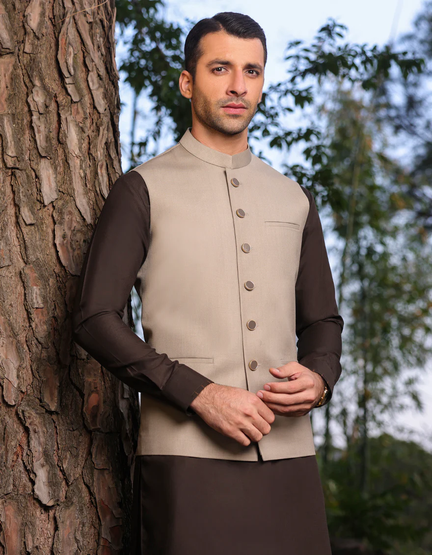 LIGHT GREY BLENDED WAISTCOAT | JJVC-US-48025/S23/JJ8990-PN