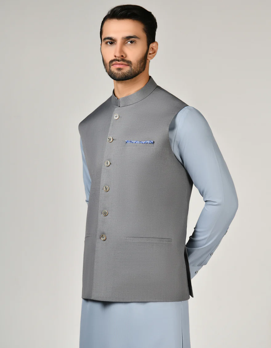 STONE GREY WAISTCOAT | JJVC-US-48040/S23/JJ8989-PN